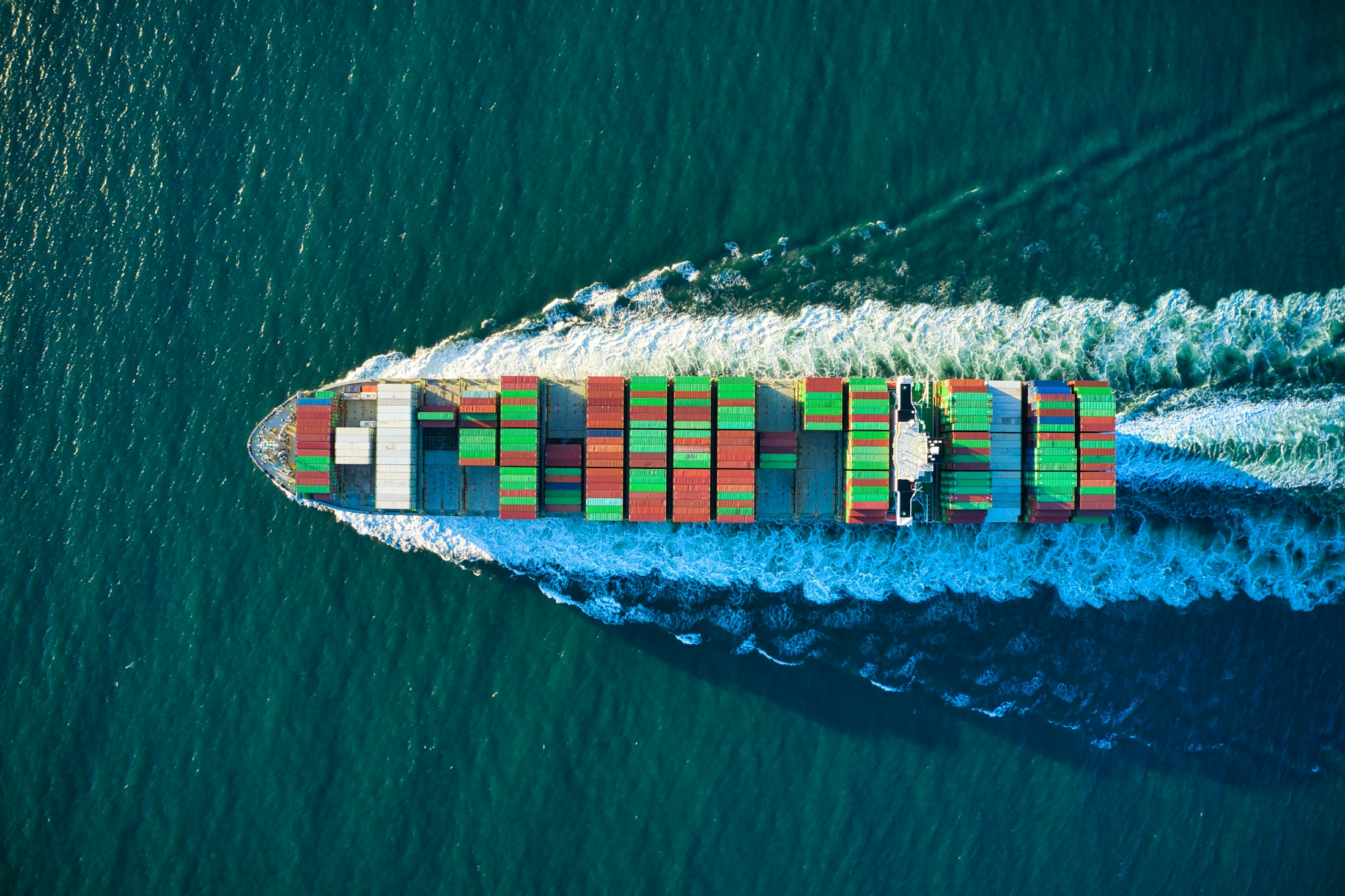 Cargo ship on blue water
